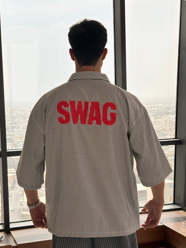 پیراهن باکسی طوسی swag