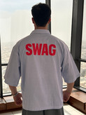پیراهن باکسی آبی یاسی swag