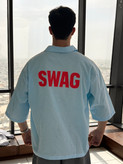 پیراهن باکسی آبی آسمانی swag