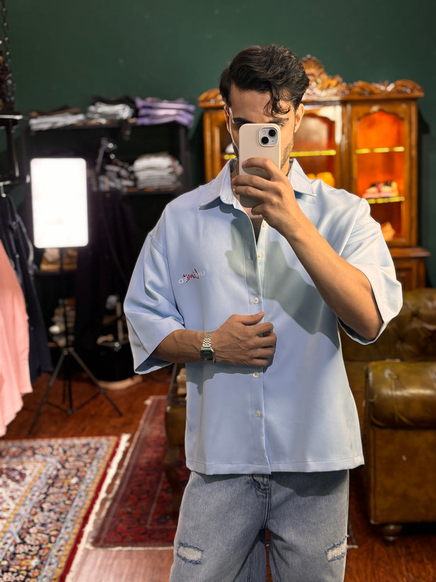 پیراهن باکسی no limited آبی آسمانی